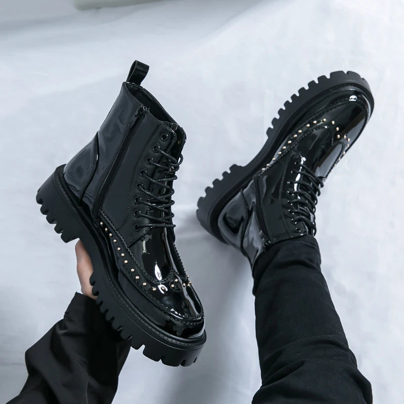 Men's Motorcycle Boots – Platform – Genuine Leather | KIMLUD
