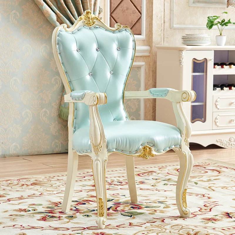 X European Solid Wood Dining Chair Princess Lazy Throne Luxury Lounge Chair Fashion Butterfly Ergonomic Muebles Entrance Furnitu