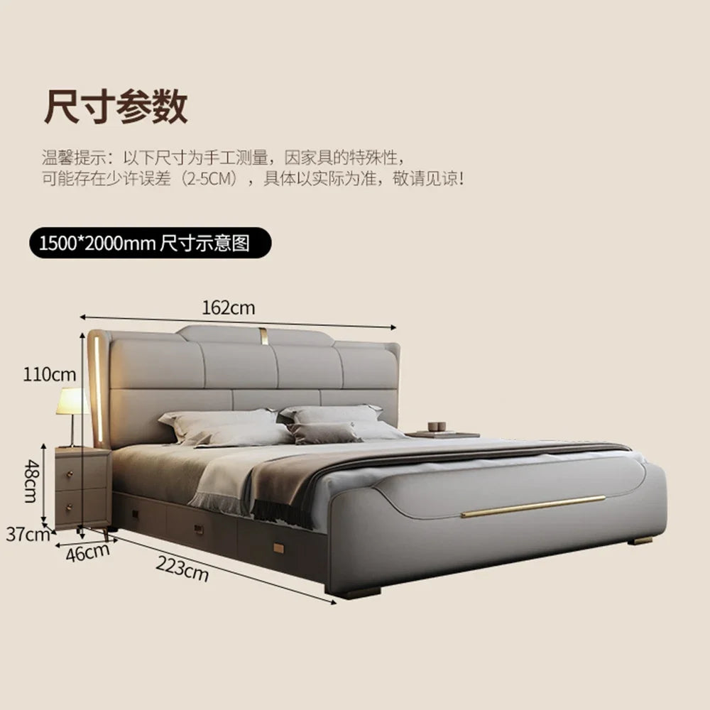 Cowhide-Layered Upholstery Storage Bed With Three Drawers — Charcoal | KIMLUD