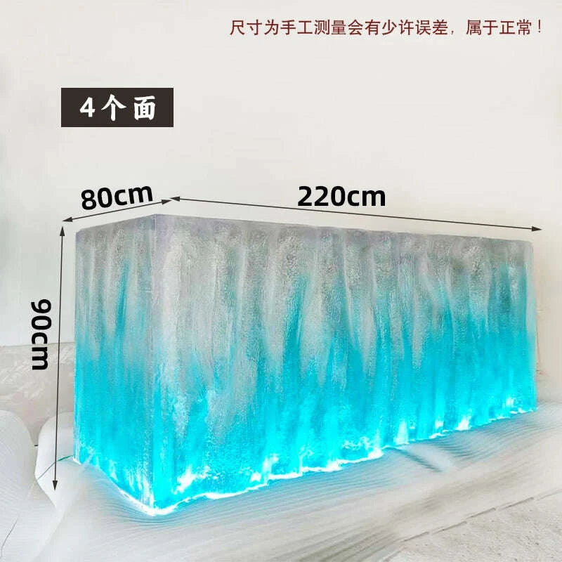 KIMLUD, Premium Light Luxury Transparent Resin Hotel Front Desk Restaurant Villa Kitchen Partition Luminous Crystal Glacier Island Table, KIMLUD Womens Clothes
