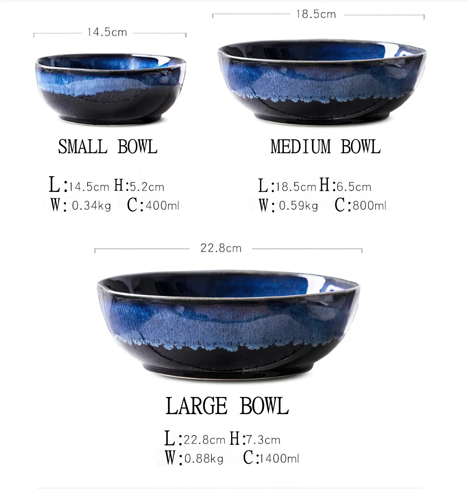 Bone China Bowl Irregular Japanese-Inspired Shape With Soft Flared Rim — Blue | KIMLUD