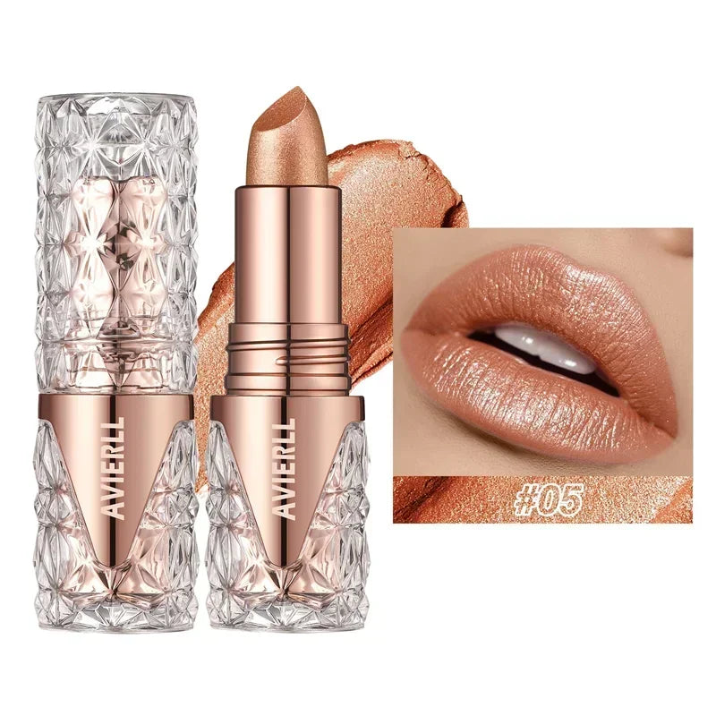 Pearlescent Lip Gloss 3 In 1 Lipstick Long Lasting Shine — Rose Pink | KIMLUD