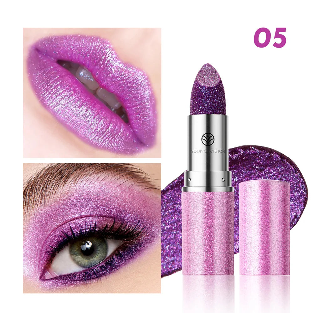Metallic Glitter Lipstick Velvet-Glass Finish With Iridescent Glow And Long Lasting Comfort — Iridesce | KIMLUD