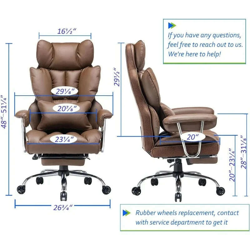 KIMLUD, Big and Tall Office Chair 400lbs – PU Leather Executive Office Chair with Lumbar Support & Leg Rest, Heavy-Duty Computer, KIMLUD Womens Clothes
