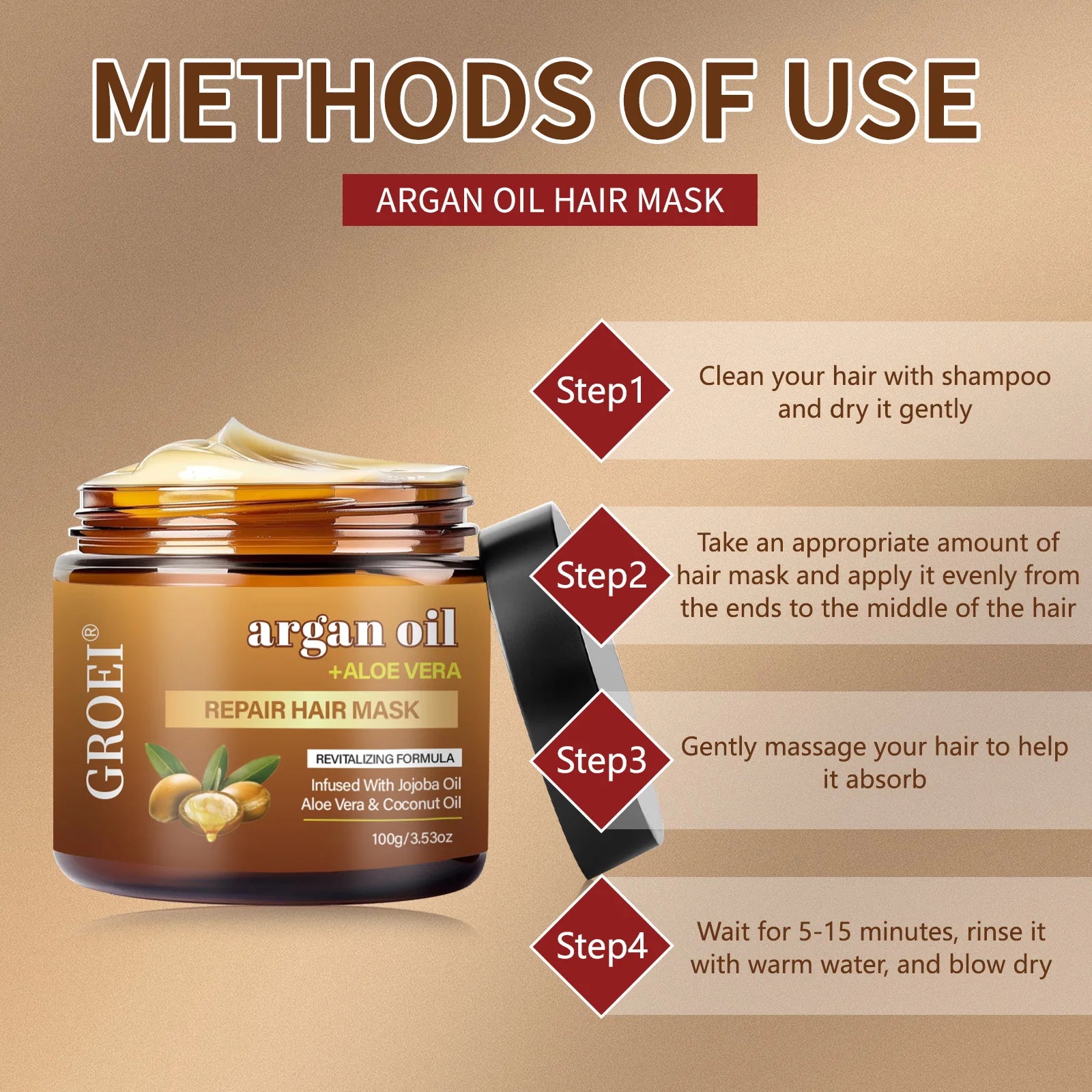Argan Oil Hair Mask Deep Repair Hydration — Ivory | KIMLUD