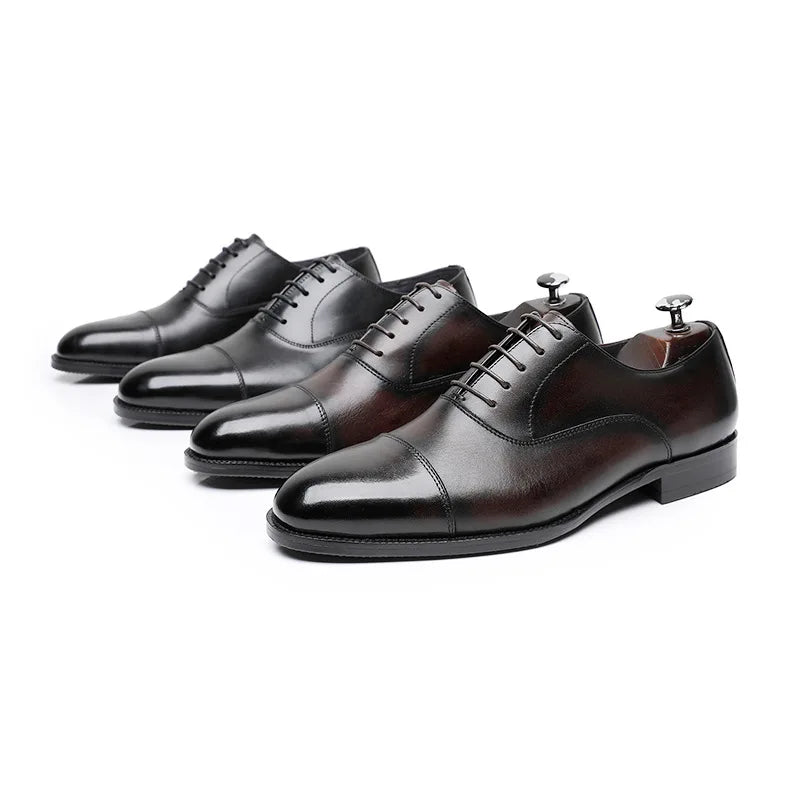 Italian Elegant Mens Wedding Oxfords Shoes Luxury Genuine Leather Handmade Quality Comfortable Autumn Retro Dress Social Shoes