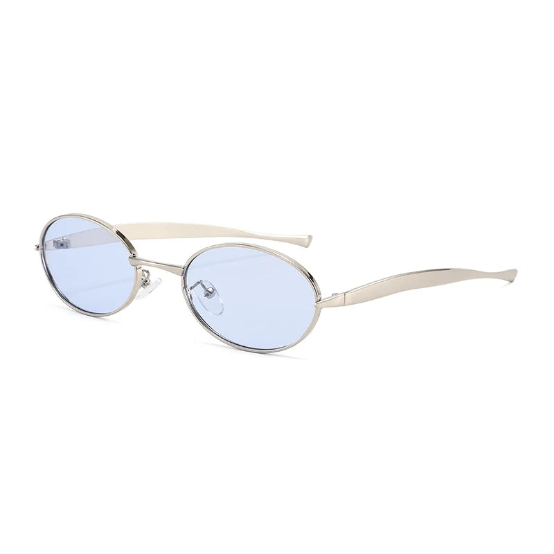 Metal Sunglasses Y2K Oval Small Frame — Colorful | KIMLUD