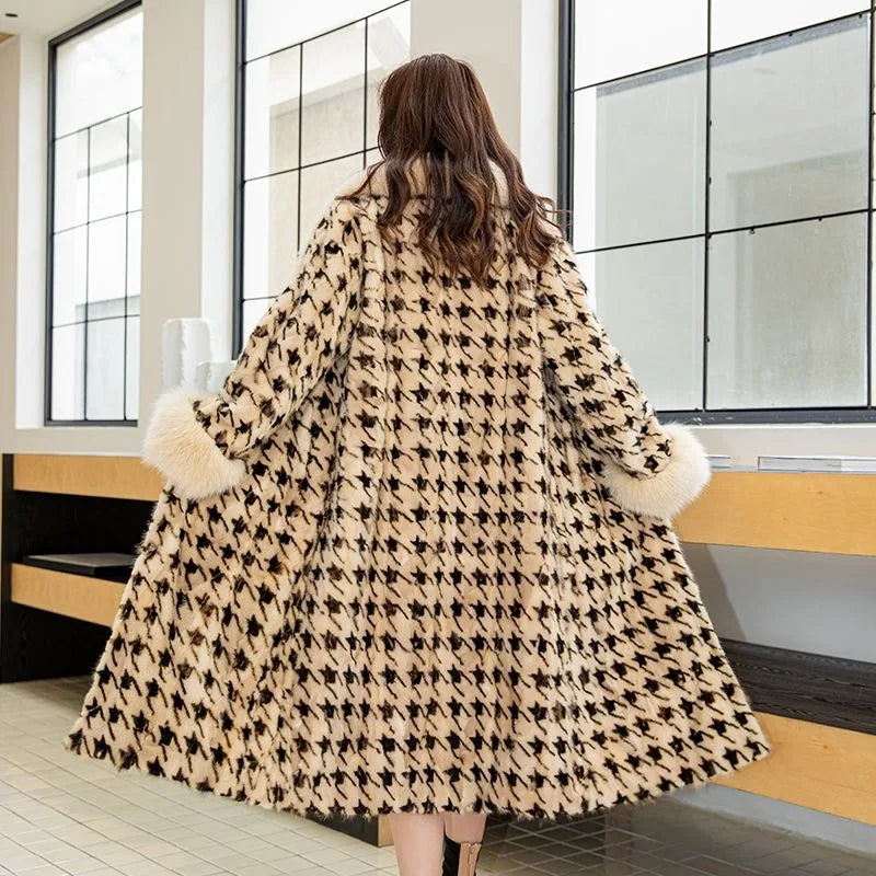 Women's Long Thickened Oversized Fox Fur Collar Warm Genuine Mink fur Coat Fashion New high quality Real Fur Coat