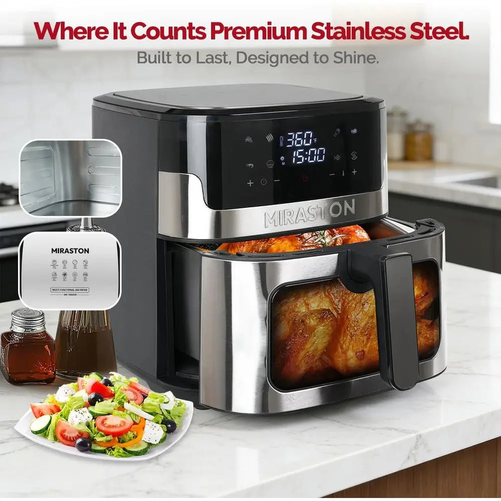 8.5QT Family-Sized Digital Air Fryer, BPA-Free, Smart Touchscreen with 8 Presets, Ideal for Snacks, Reheating, Parties, and Quic