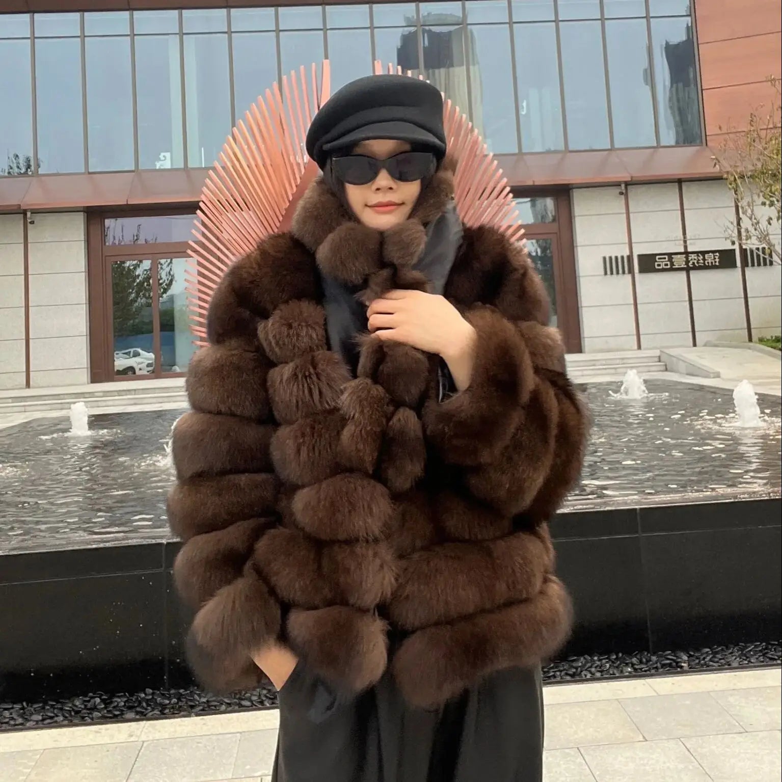 Hot selling winter sable fashion Finnish imported fox fur coat new lapel collar women high-end real fox fur jacket