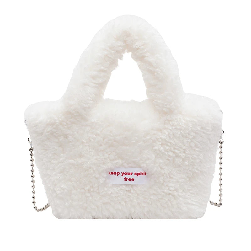 Zipper Sweet Plush Velvet Shoulder Bags for Women Cute Autumn and Winter 2025 New Solid Color Versatile Youth Women's Handbag