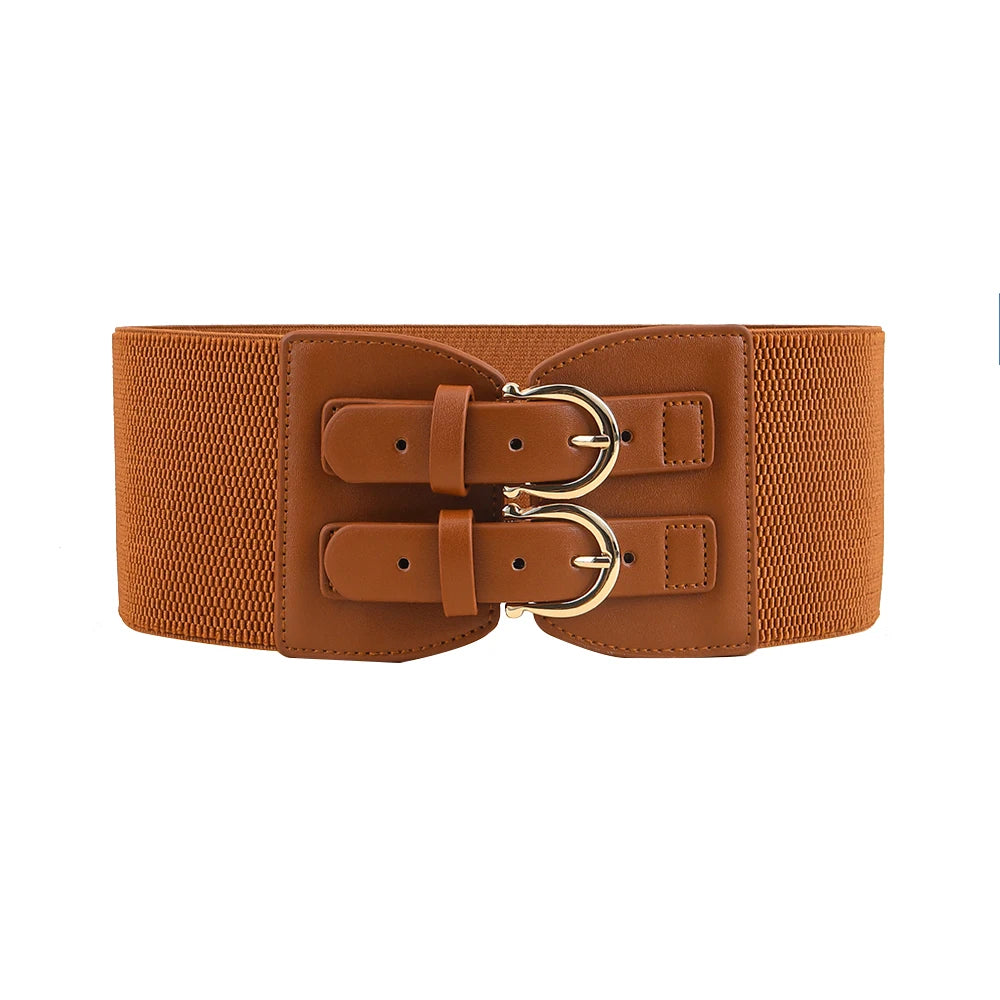 High sense retro pin buckle waist seal elastic elastic wide belt ladies fashion accessories