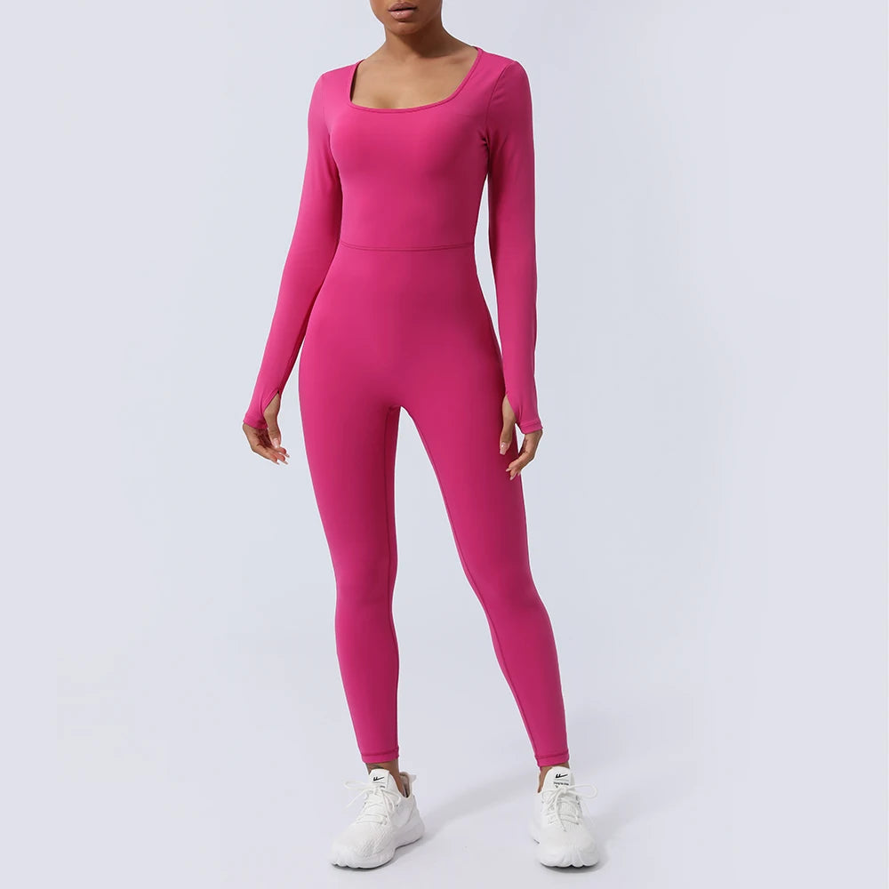 Jumpsuit – Backless Long Sleeve – Nylon – Yoga Set | KIMLUD