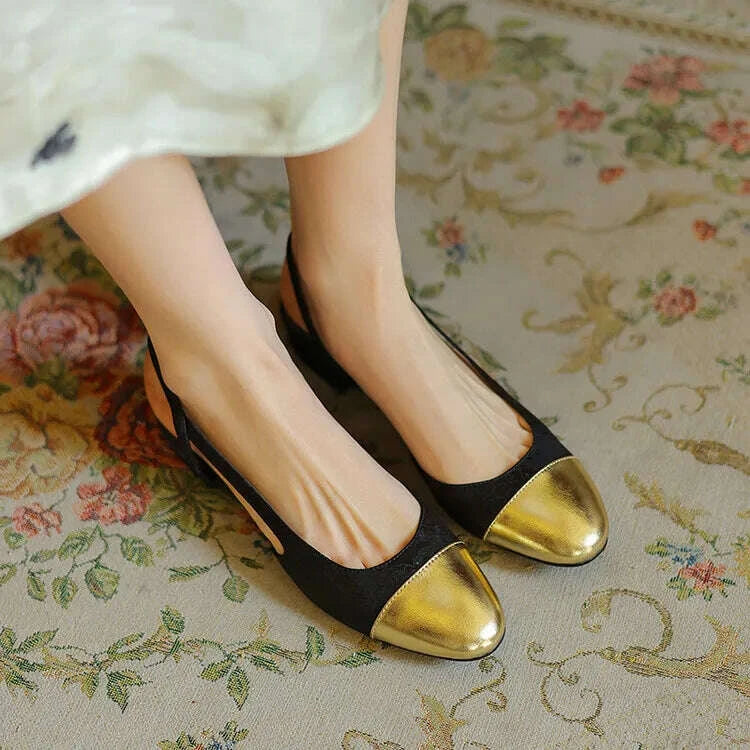 KIMLUD, Pink Silk Shallow Women Flats Gold Leather Mixed Slingback Casual Sandals Embroidery Silver Lady Moccasins Femininos Zapatos, KIMLUD Womens Clothes