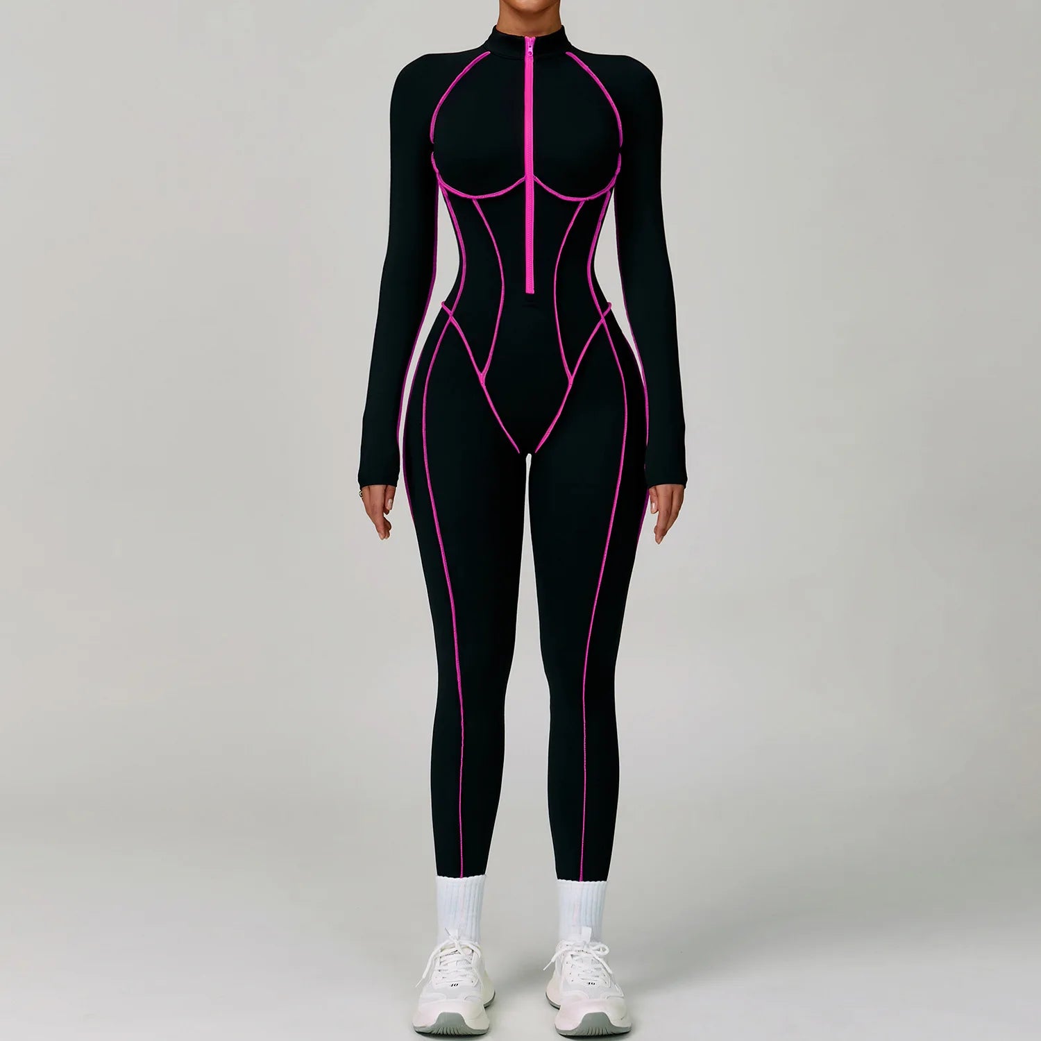 Yoga Bodysuits Women  Breathable Workout Sets Gym Clothes Push Up Fitness Running Sportwear Sexy Zipper Leggings Suit