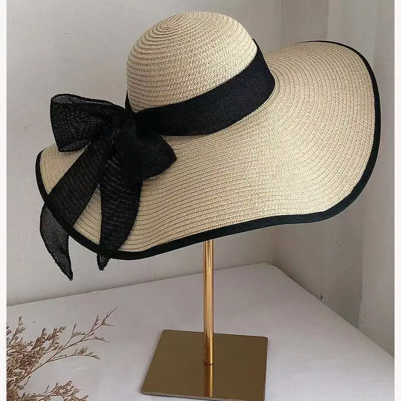 Polyester Wide Brim Foldable Hat — Natural | KIMLUD