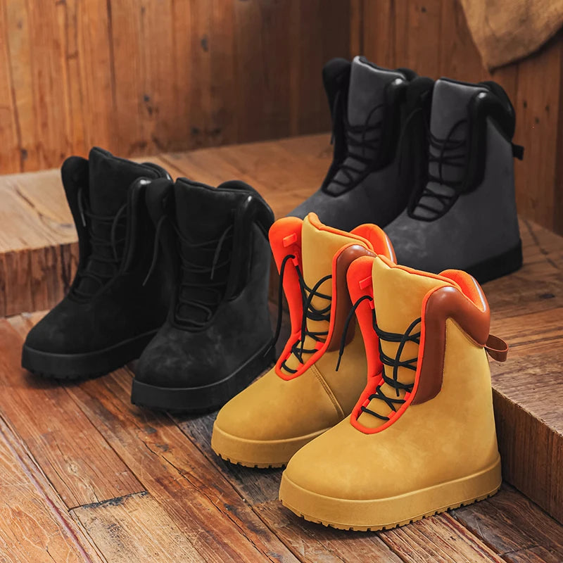 Mens Boots Fashion High Top Shoe Outdoor Casual Bare Boots Motorcycle Shoes Hiking Boot Sports Thick Soles Comfort Durable Lacs