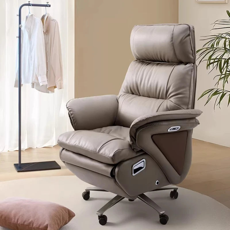Genuine Leather Reclining Gaming Chair — Gray | KIMLUD