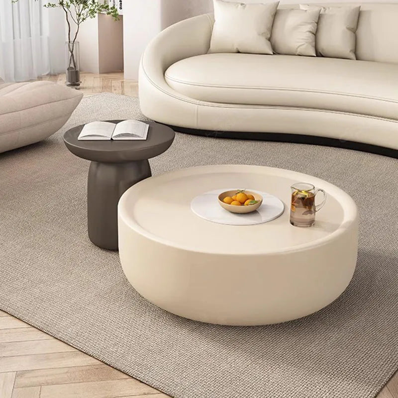 Nordic Round Coffee Table Sculpted Glam — White | KIMLUD