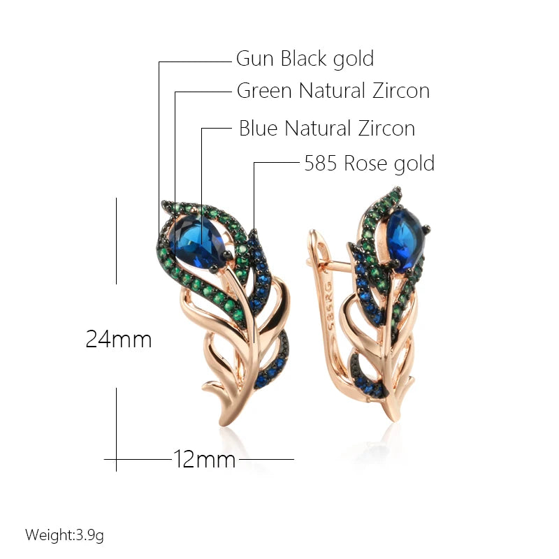Zircon Drop Earrings Vintage Crystal Leaf — Blue | KIMLUD