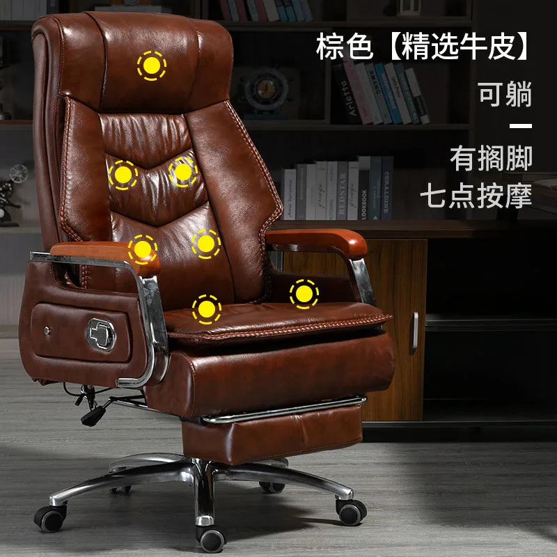 KIMLUD, Swivel Office Chair Recliner Vintage Leather Study Arm Office Chair Ergonomic Luxury Cadeira Para Computador Furniture Home, KIMLUD Womens Clothes