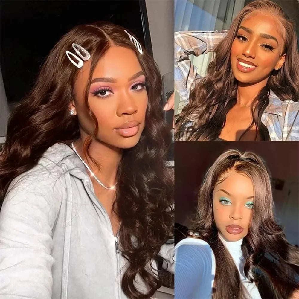 HD Lace Front Wig Body Wave 46in 200 Density — Chocolate Brown | KIMLUD