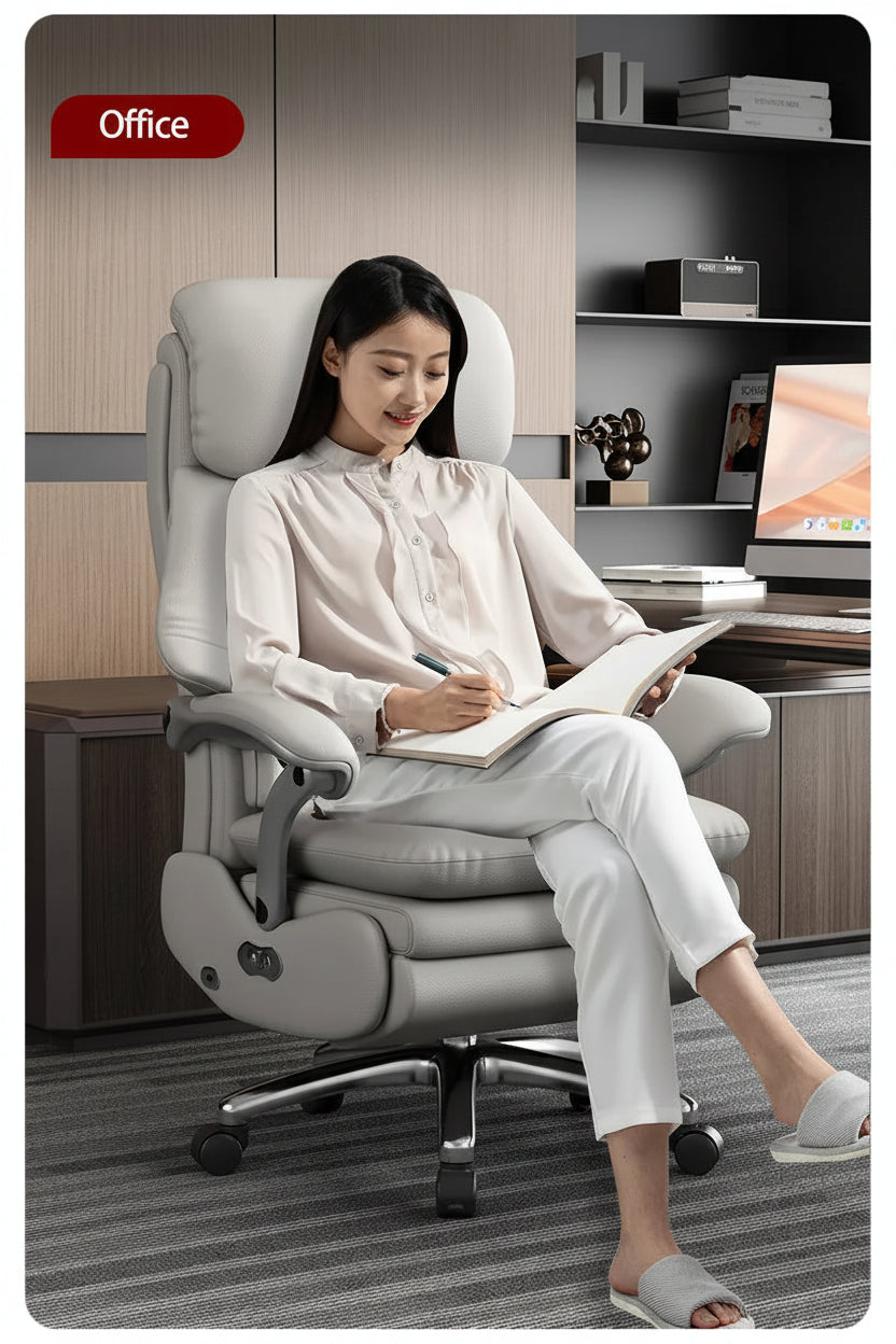 Leather Recliner Solid Office Chairs — Ivory | KIMLUD