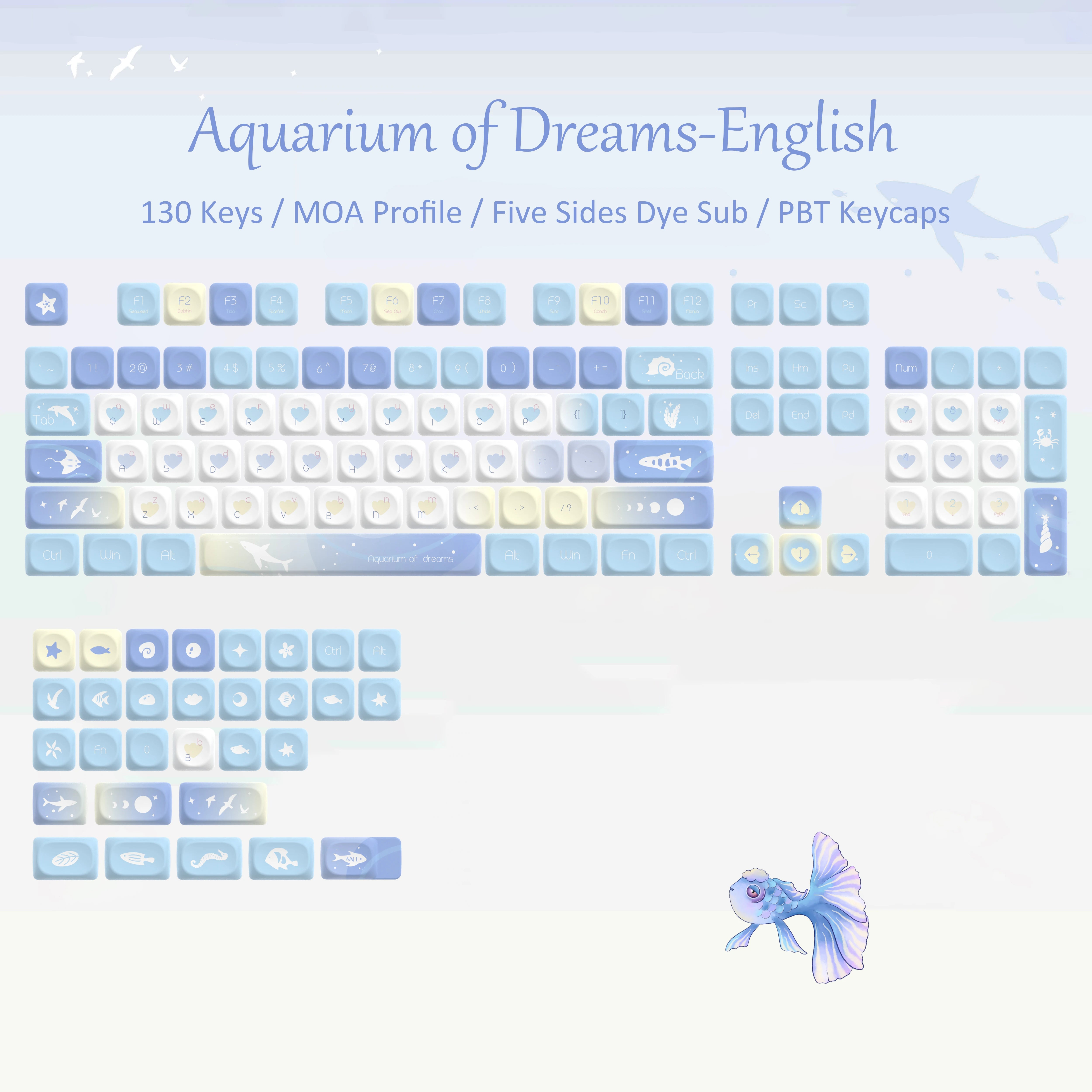 125 Keys Milky Way White Dye-Sublimation Keyboard Keycaps MOA Profile Cute PBT Key cap for Cherry MX Switches Gaming Keyboard