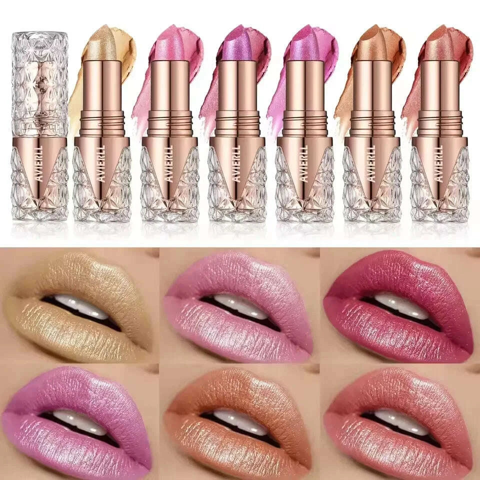 KIMLUD, Fine Glitter lipstick, quicksand gold lipstick, moisturizing silky mermaid girl pink, long-lasting waterproof, grapefruit orange, KIMLUD Womens Clothes