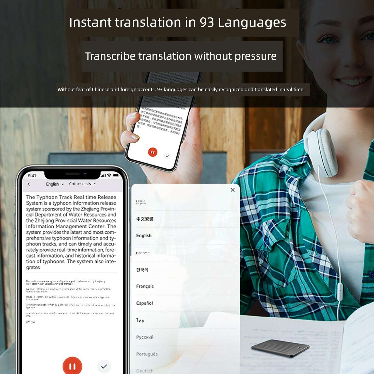 KIMLUD, AI intelligent recording pen voice to text small portable recording Handy Gadget translation APP real-time Bluetooth meeting record, KIMLUD Womens Clothes