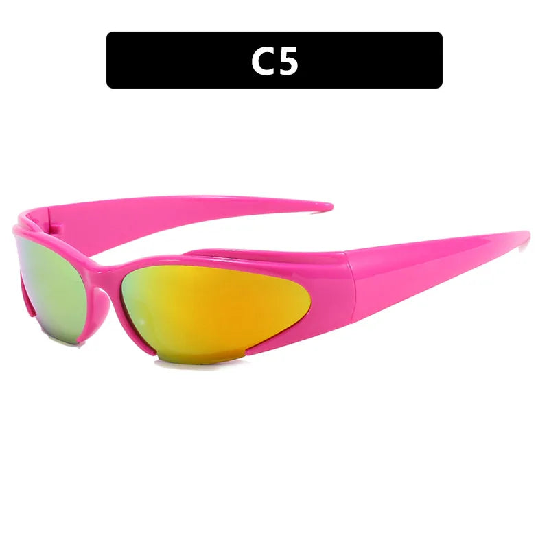 Women Retro Brand Design Fashion Shades Punk Sun Glasses Classic Wrap Around Y2k Sunglasses for Men Outdoor Sports Goggles - KIMLUD