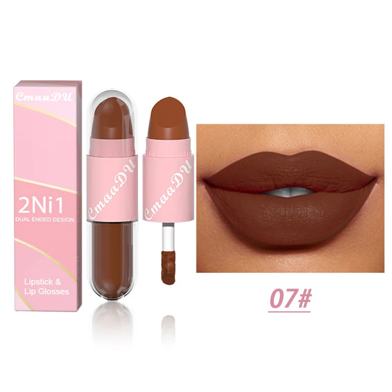 Lipstick - 2 In 1 Matte Lipstick - Double-Ended - Assorted Colors | KIMLUD