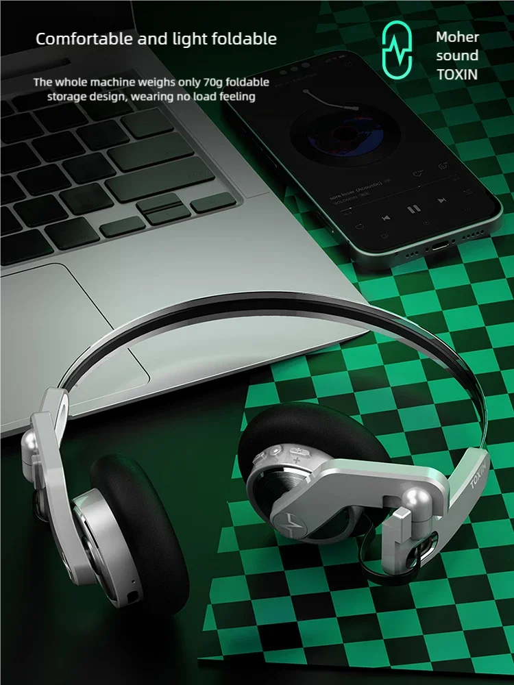 KIMLUD, TOXIN Trend X Retro Wireless Bluetooth Headphones Over-Ear Lightweight Foldable with Microphone Comfortable Earpads for Music, KIMLUD Womens Clothes