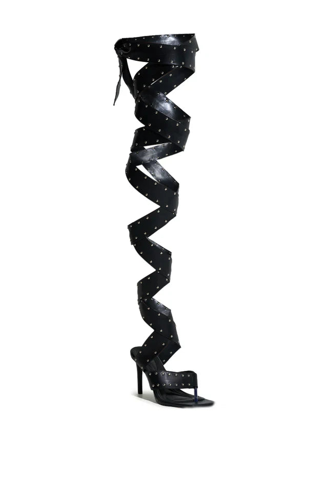 Genuine Cow Leather Buckle Strap Peep Toe Stiletto Sandals — Black | KIMLUD