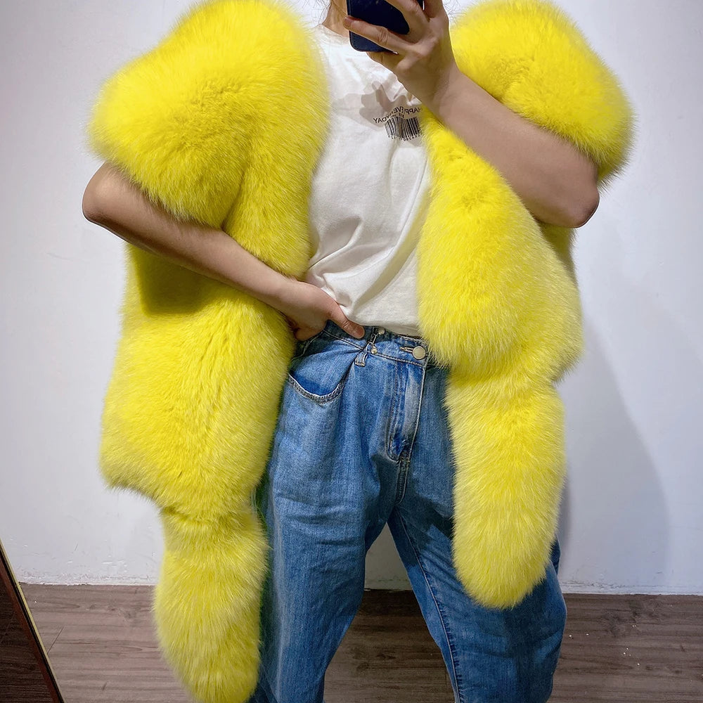 KIMLUD, YOLOAgain 2025 Winter Warm Luxury Real Fox Fur Scarf Women Natural Fox Fur Scarf Shawl Female, KIMLUD Womens Clothes