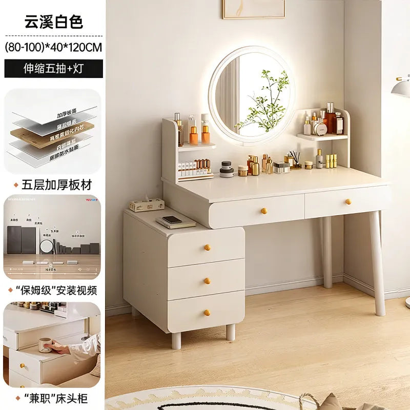European Modern Vanity Table Bedroom Drawers Storage Mirror Dressing Table Comfortable Cosmetics Vestidores Trendy Furniture