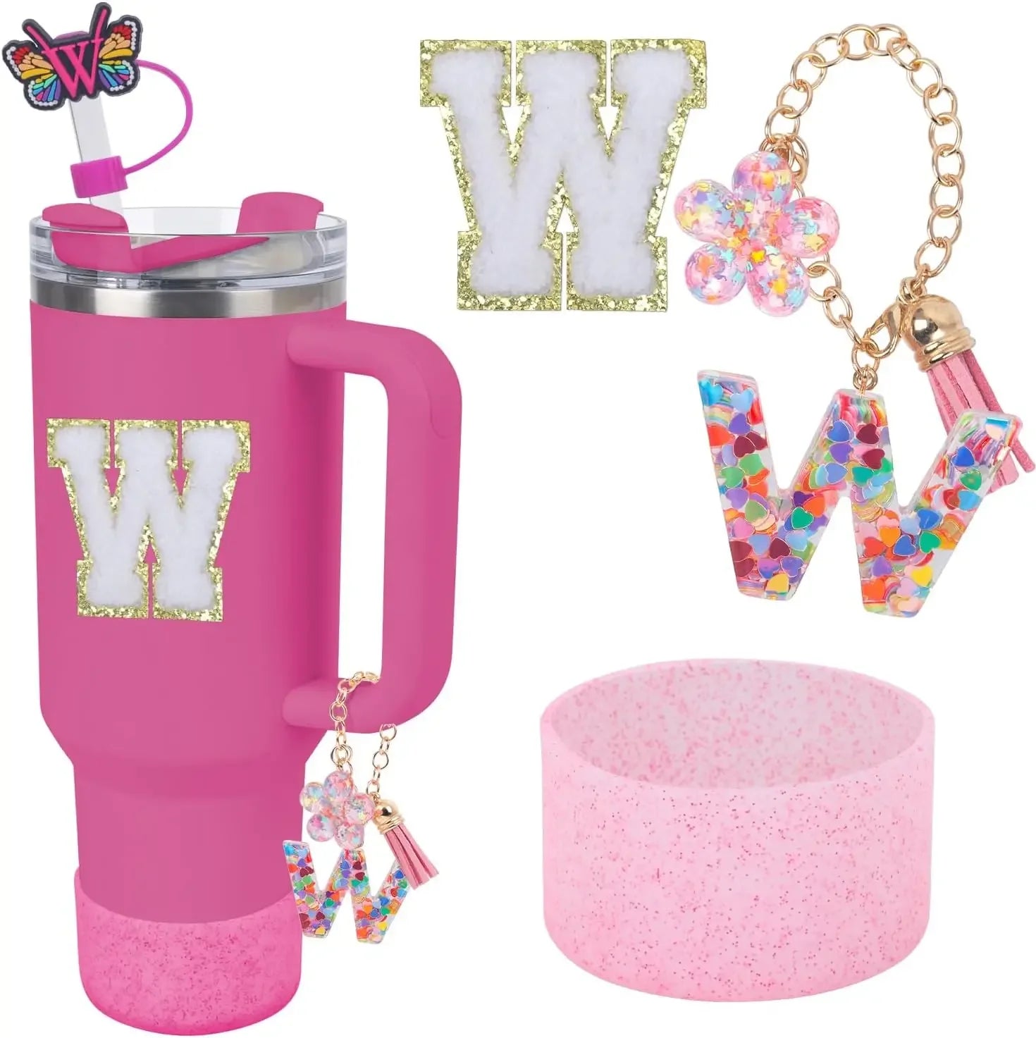 Accessories for Stanley Cup 40oz 30oz Letter Charms for Handle Silicone Boot,Straw Cover Topper & Sticker Charms