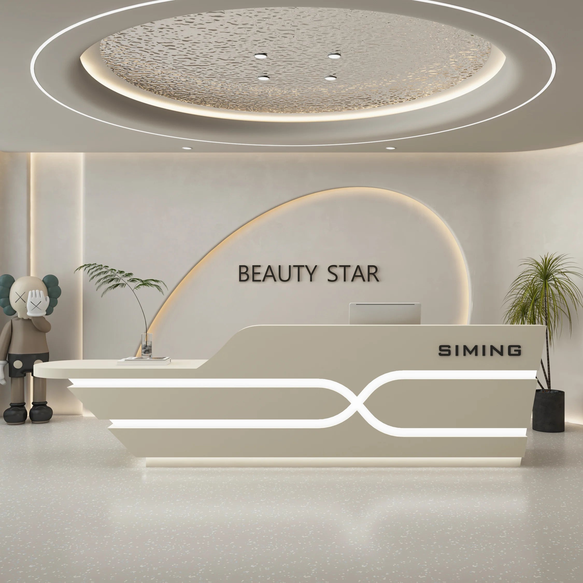 Sculpted Reception Desk LED Halo — Cool Gray | KIMLUD