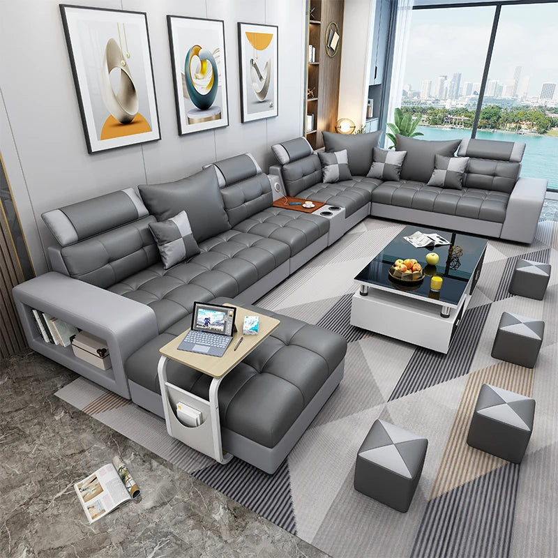 Latex Nano Three-Proof Fabric Sofa Modern Living Room — Slate Grey | KIMLUD