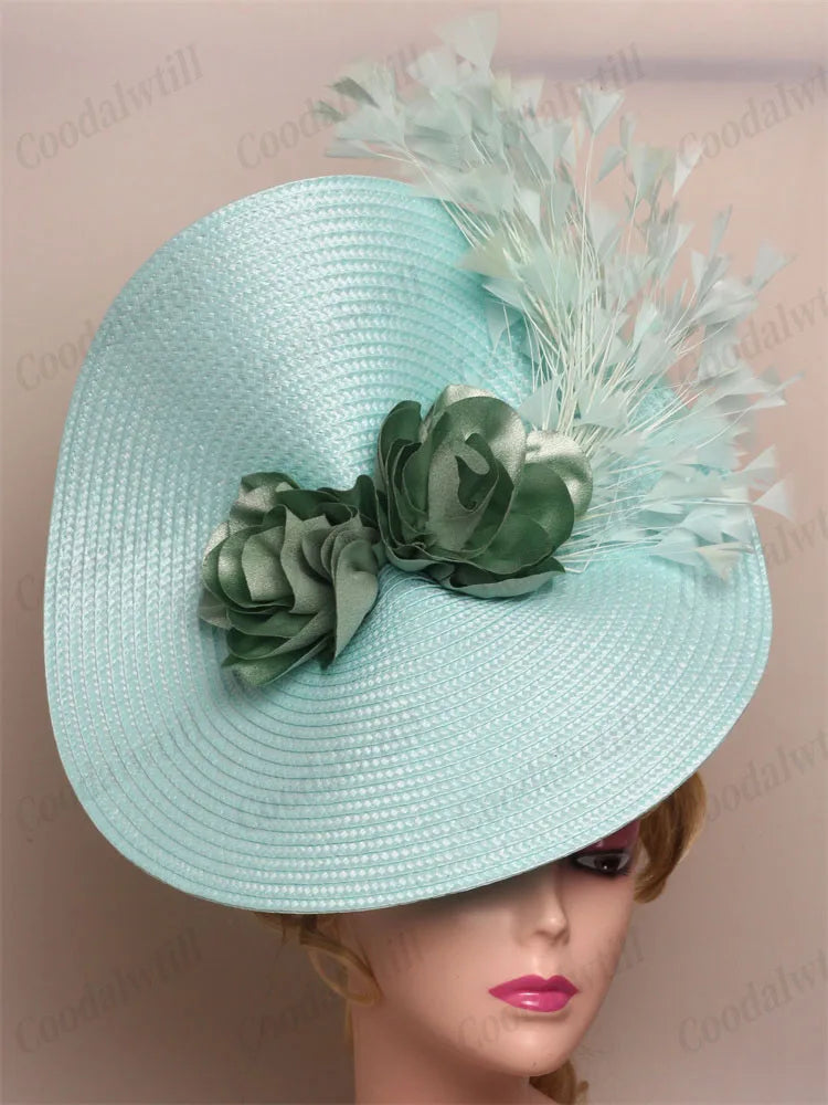 Feather Derby Party Fascinator Hat Solid — Black | KIMLUD