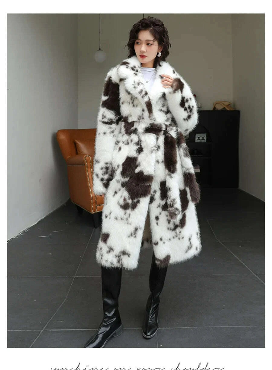 KIMLUD, ZAROY Luxury Fluffy Faux Mink Fur Long Women's Coat Fashion Gradient Fur Winter Thick Warm Outerwear Brand Design Overcoat шу, KIMLUD Womens Clothes