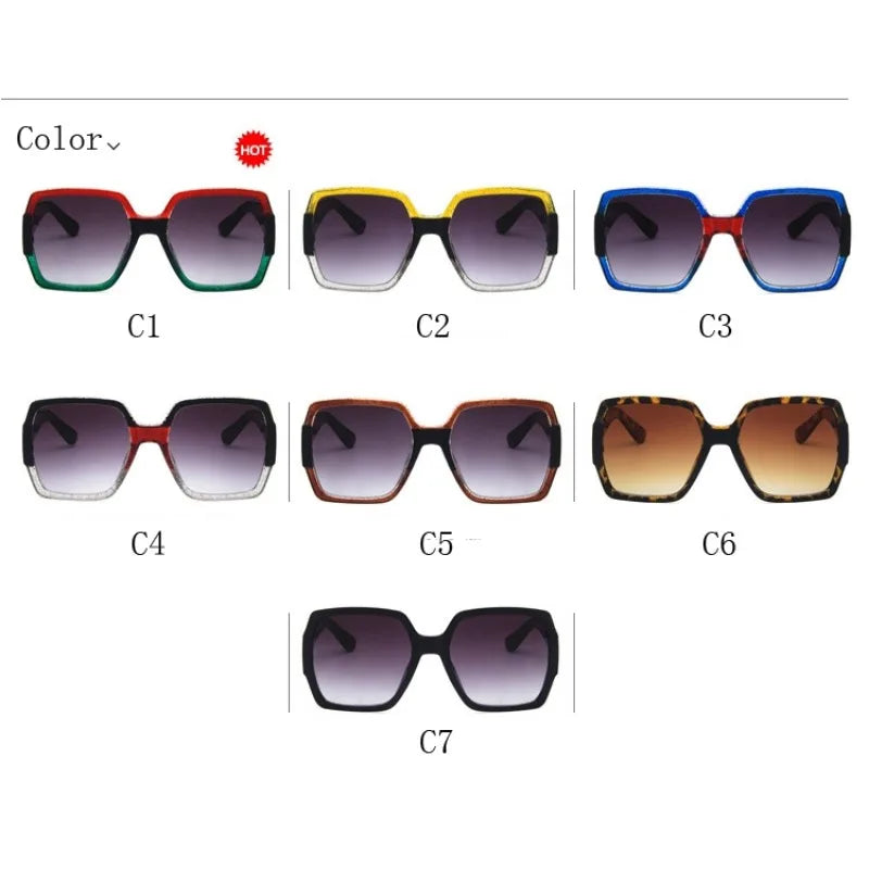 Plastic Oversized Square Sunglasses — Multicolor | KIMLUD