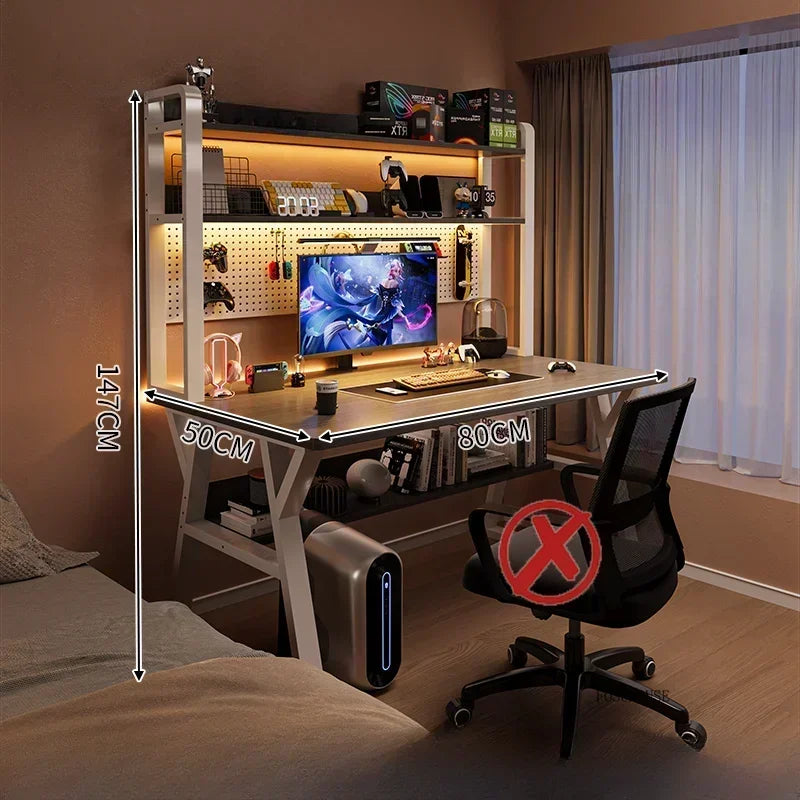 Nordic Wood Desk Integrated Bookshelf — Natural Wood | KIMLUD