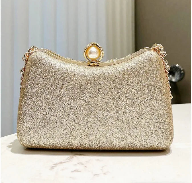 Rhinestone Diamond Inlay Evening Clutch — Blue | KIMLUD