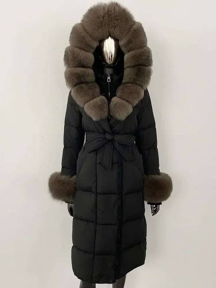 Down Coat – Fur Collar Hooded – Duck Down – White | KIMLUD