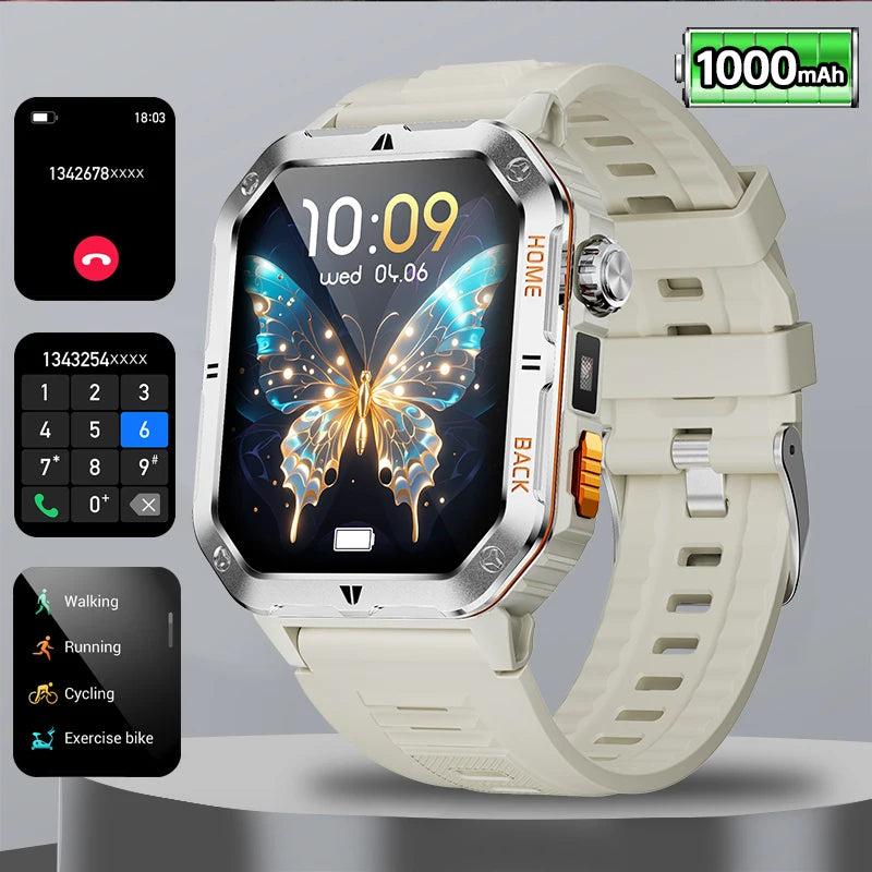 2025 New Military Outdoor 1000 mAh Battery Smart Watch Men GPS Sports Heart Rate IP68 Waterproof BT Calling Smartwatch Man xiaom