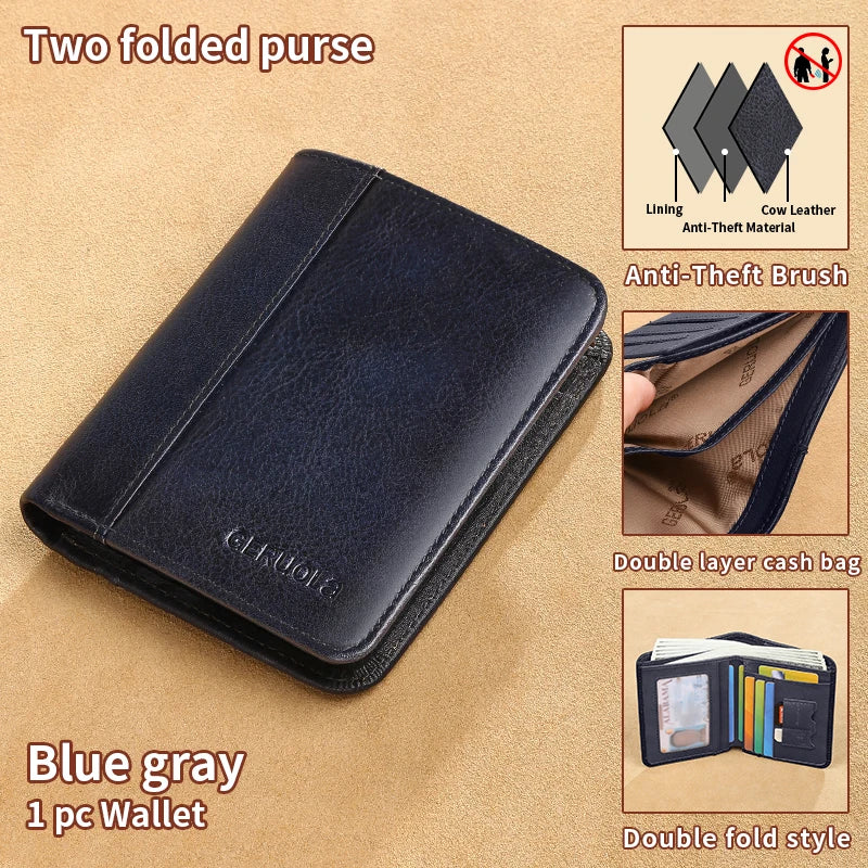 Compact Wallet – RFID Protected – Top-Grain Brown Leather – Gradient Finish | KIMLUD