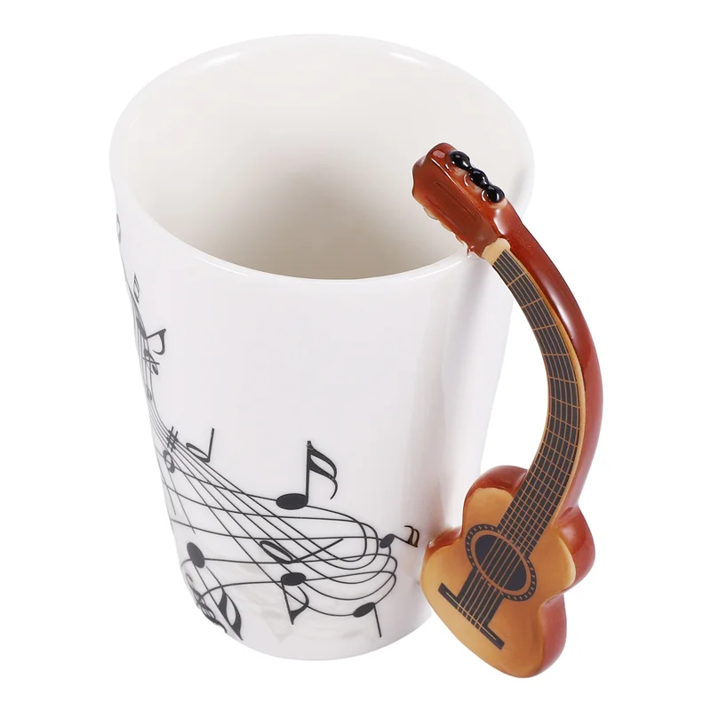 Ceramic Mug Guitar-Handle Novelty — White | KIMLUD