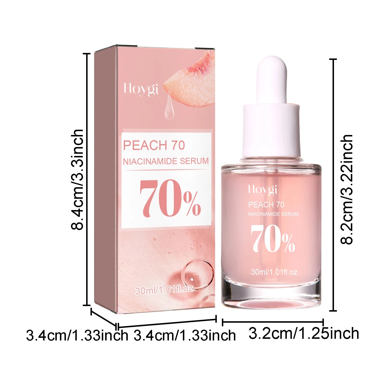 Peach 70% Niacinamide Facial Serum Fade Melanin Moisturzing Shrink Pores Smooth Brightening Skin Care Dark Spot Remover Serum