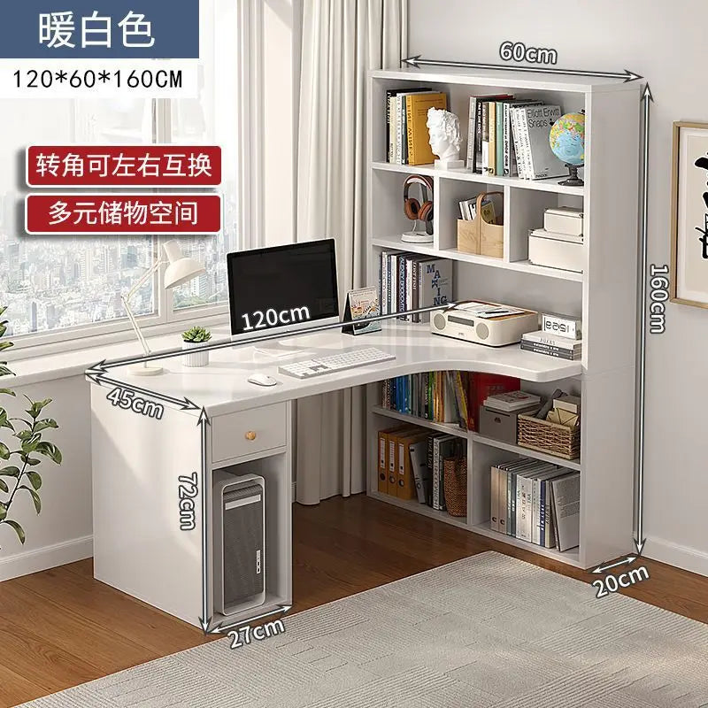 Computer Desk Bookshelf Integrated Shelves Drawers Large Laptop Home Bedroom Student Study Writing Desk Simple Office Table